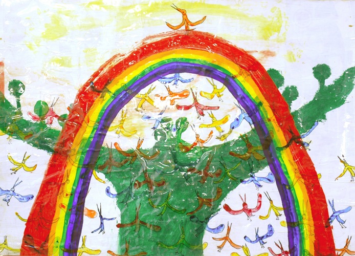 注目の 真作塔のみえる道濱田隆志水彩画 （濱谷陽祐／ 「水の町の魚の塔 絵画